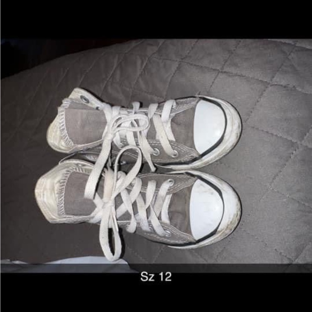 Grey high top converse 12c